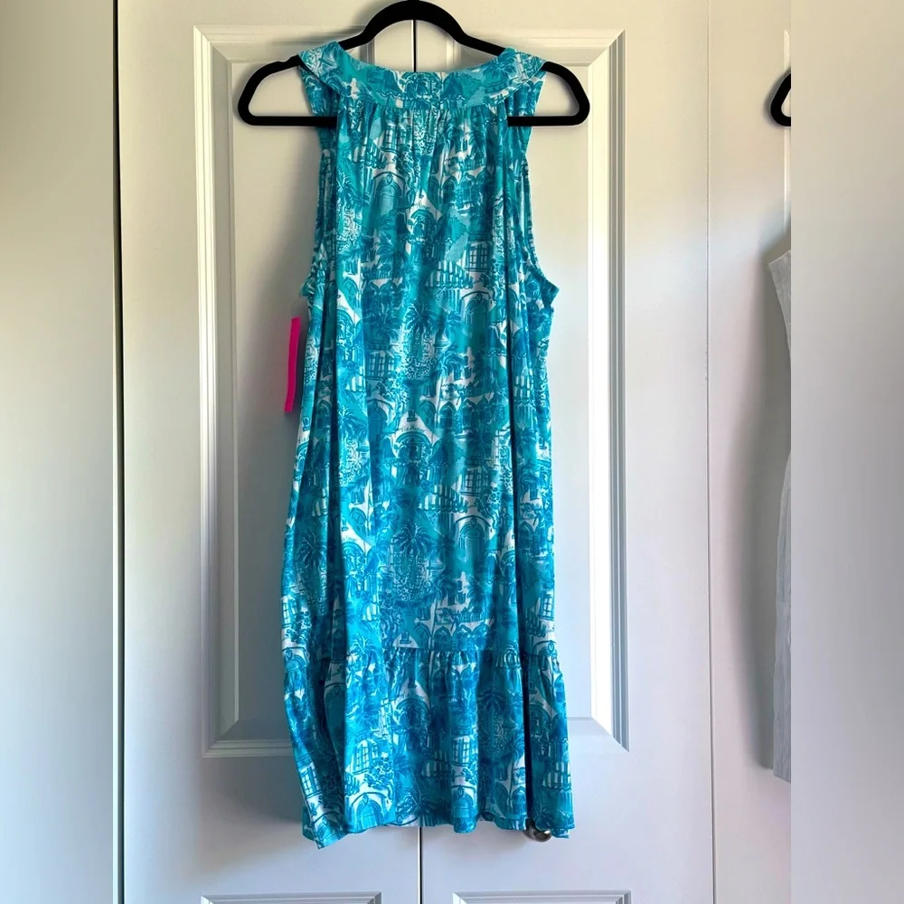 Lilly Pulitzer Lindy Dress Amalfi Blue Sunny State Of Mind Sleeveless NWT XL - Picture 2 of 4